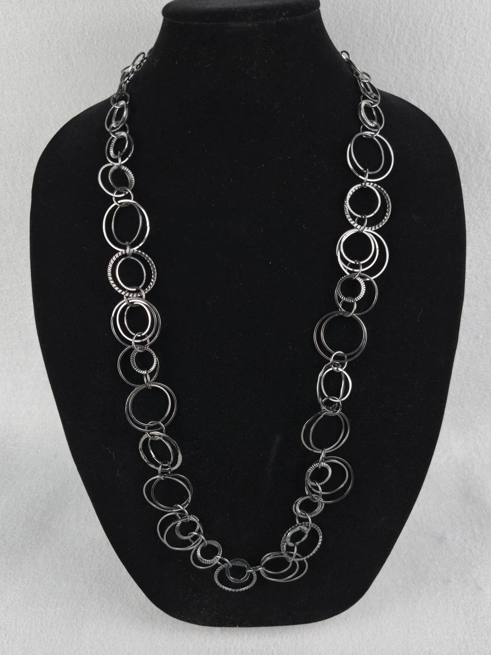 Daisy Fuentes Gunmetal Multi Circle Link Statement Necklace 34